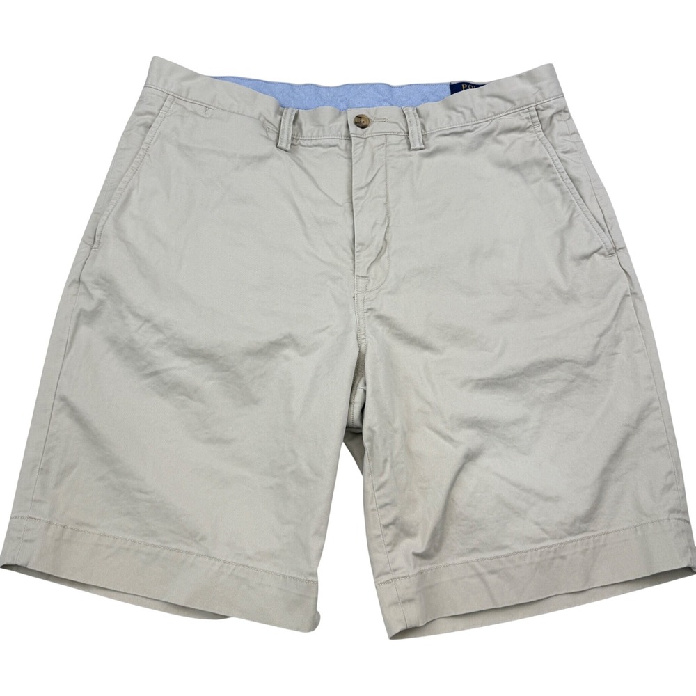 Polo Ralph Lauren Stretch Classic Fit Chino Shorts Mens 34 Khaki Flat Front